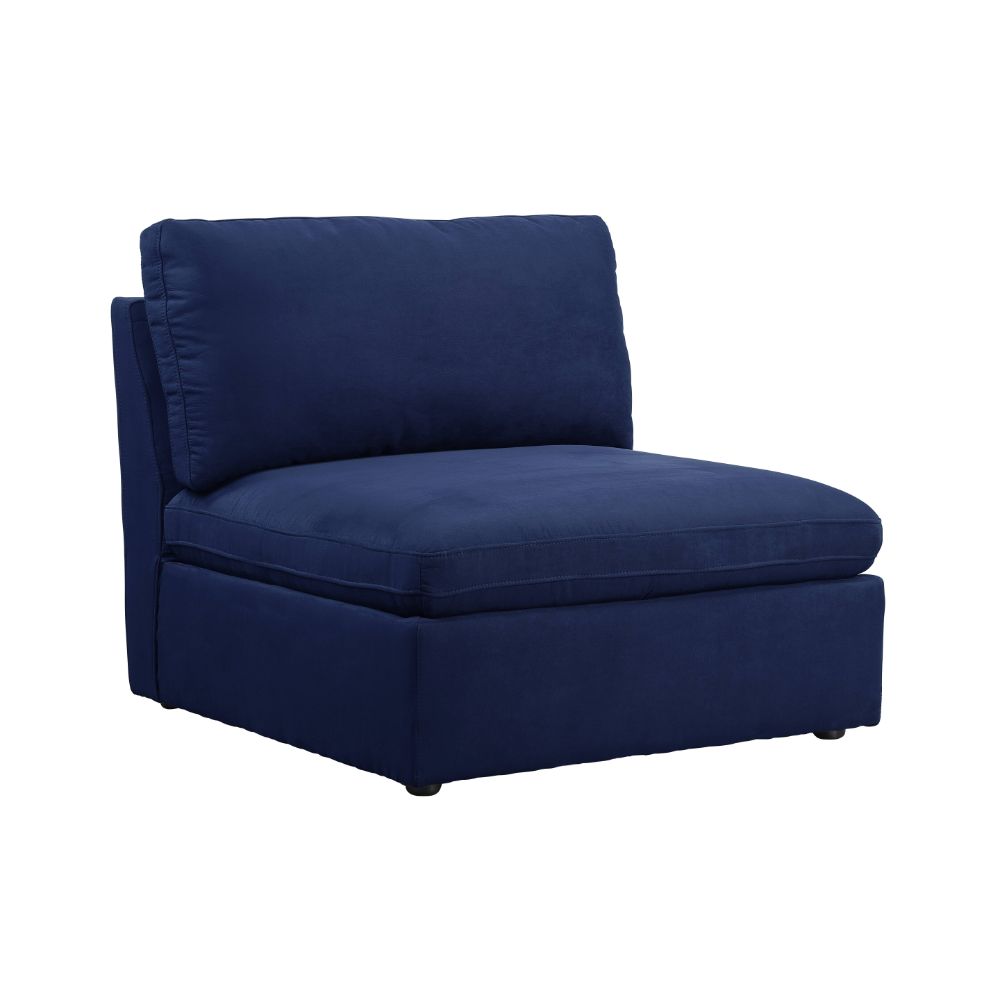 Crosby Blue Fabric Armless Chair