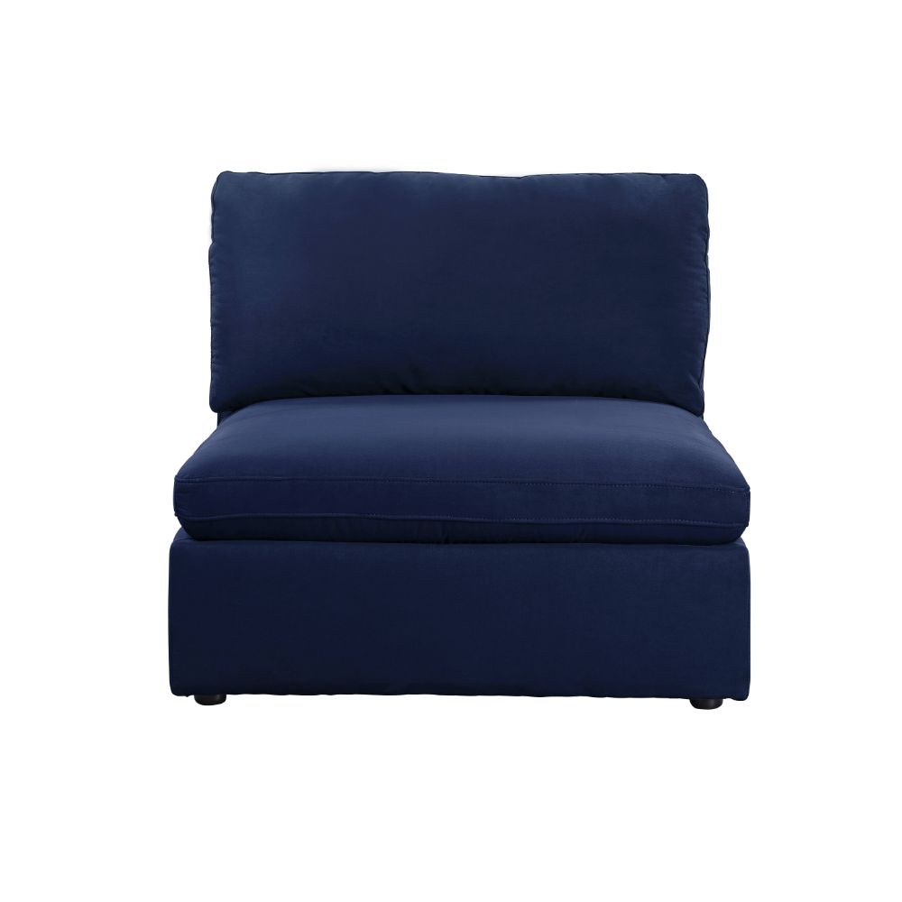 Crosby Blue Fabric Armless Chair