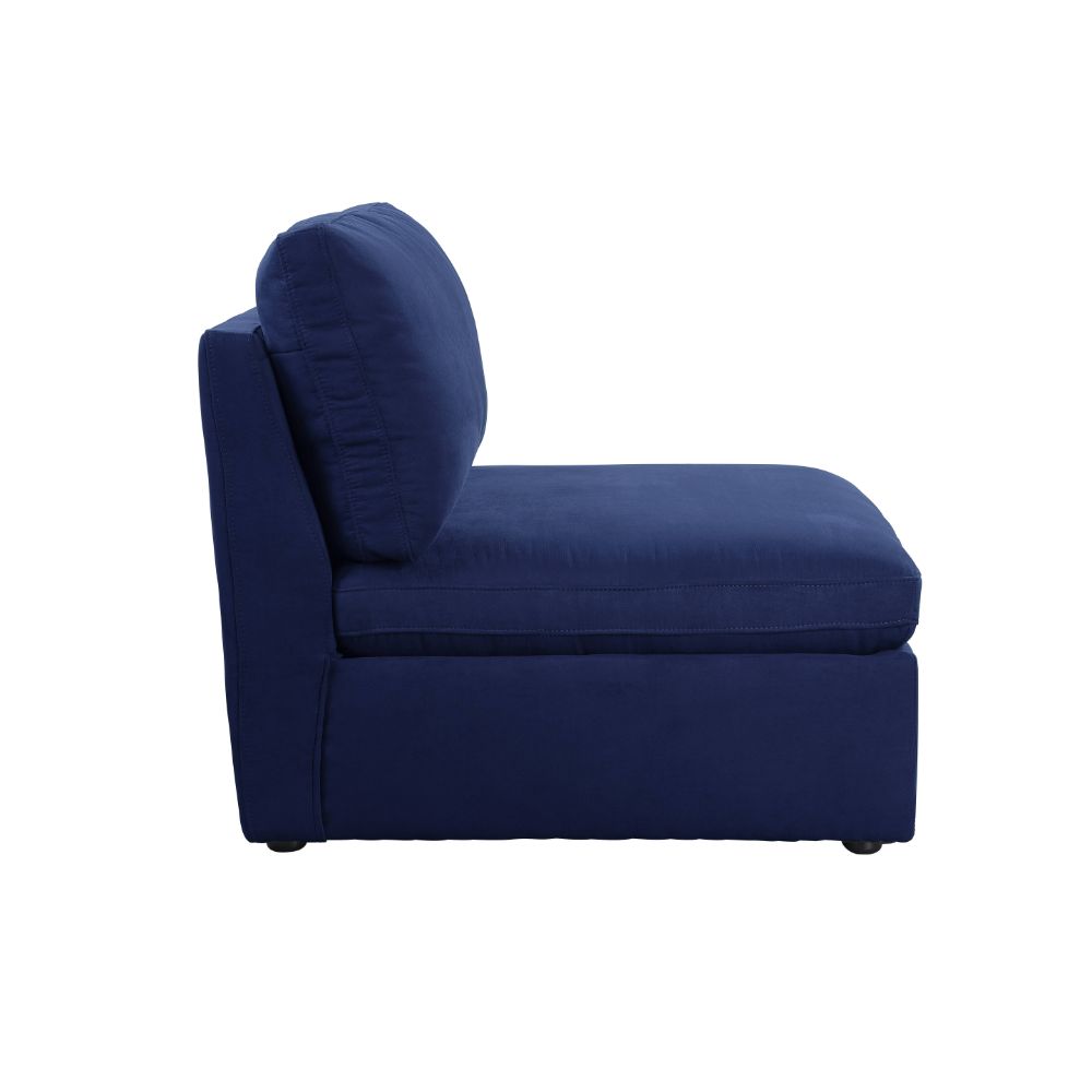 Crosby Blue Fabric Armless Chair