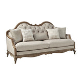 Chelmsford Beige Fabric & Antique Taupe Finish Sofa