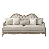 Chelmsford Beige Fabric & Antique Taupe Finish Sofa