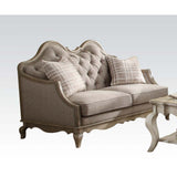 Chelmsford Beige Fabric & Antique Taupe Finish Loveseat