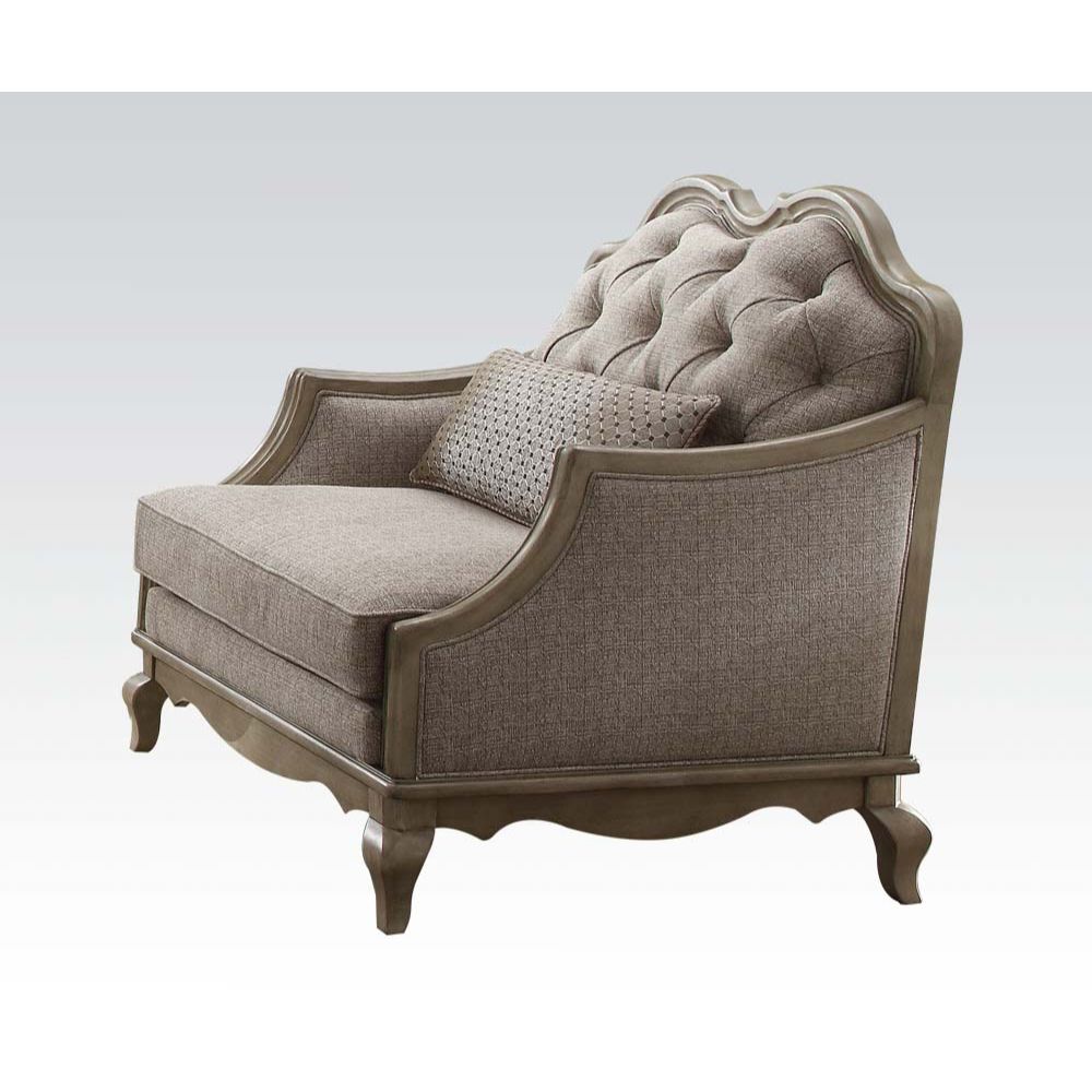 Chelmsford Beige Fabric & Antique Taupe Finish Chair