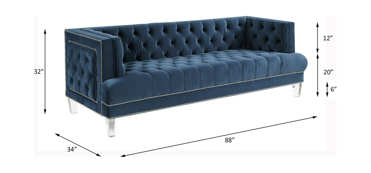 Ansario Blue Velvet Sofa