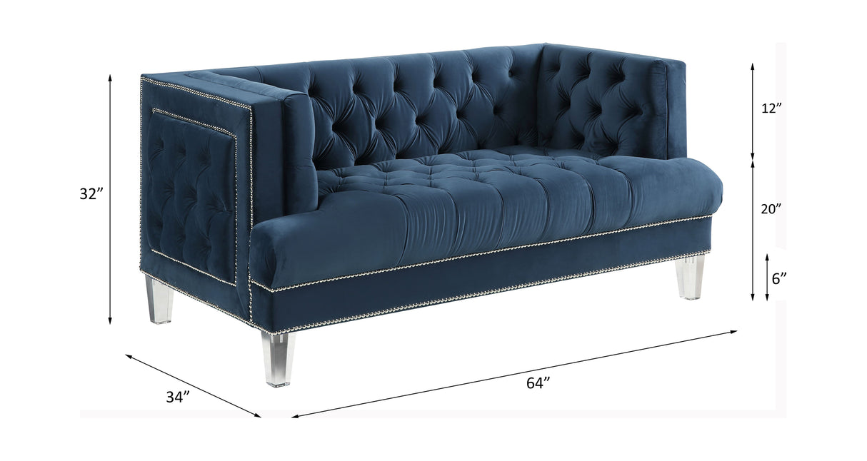 Ansario Blue Velvet Loveseat