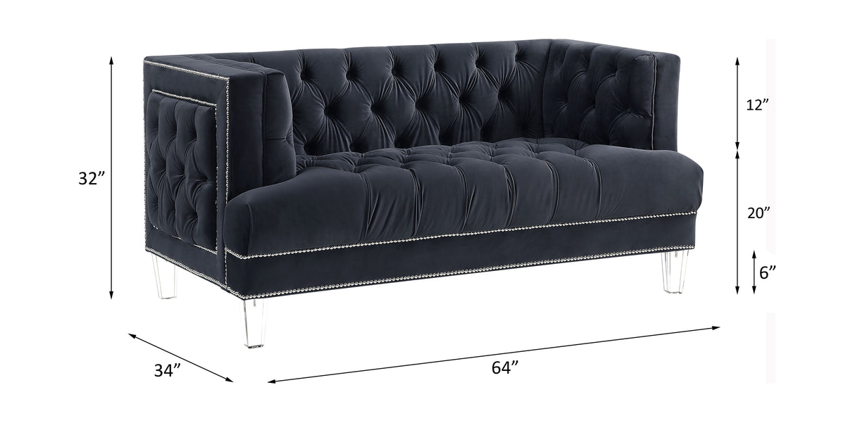 Ansario Charcoal Velvet Loveseat