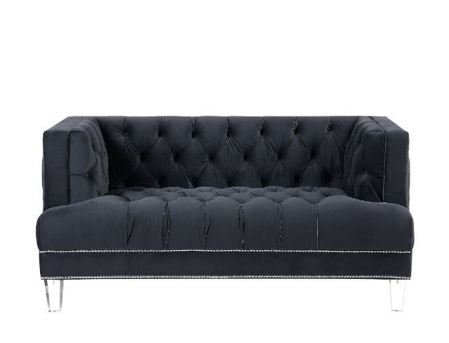 Ansario Charcoal Velvet Loveseat