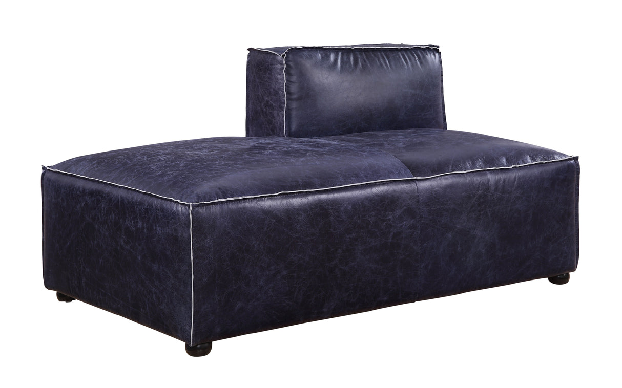 Birdie Vintage Blue Top Grain Leather Chaise