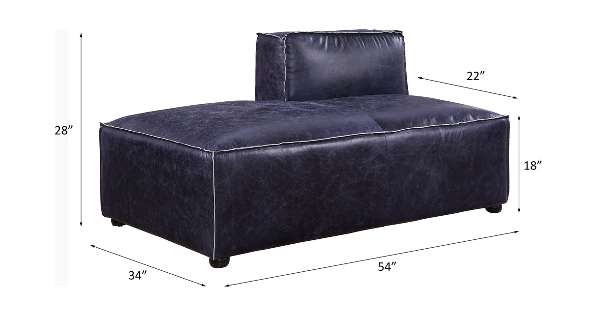 Birdie Vintage Blue Top Grain Leather Chaise