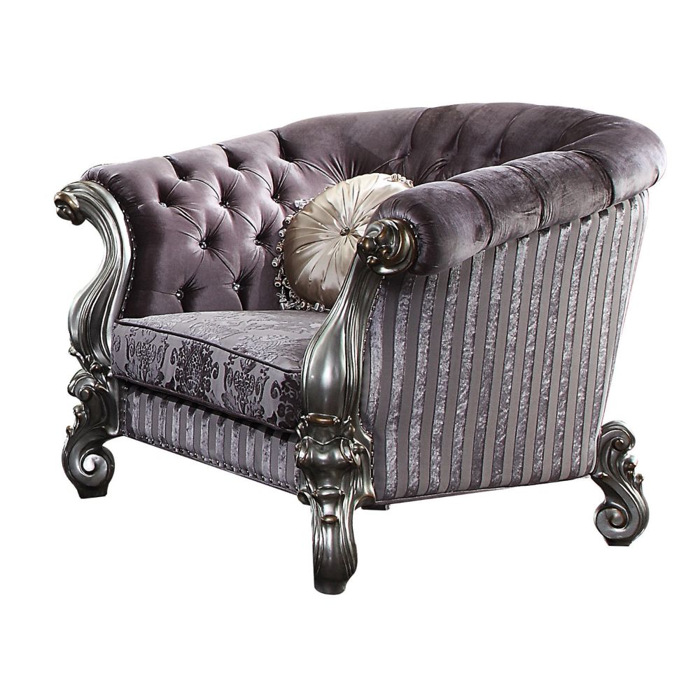 Versailles Velvet & Antique Platinum Chair