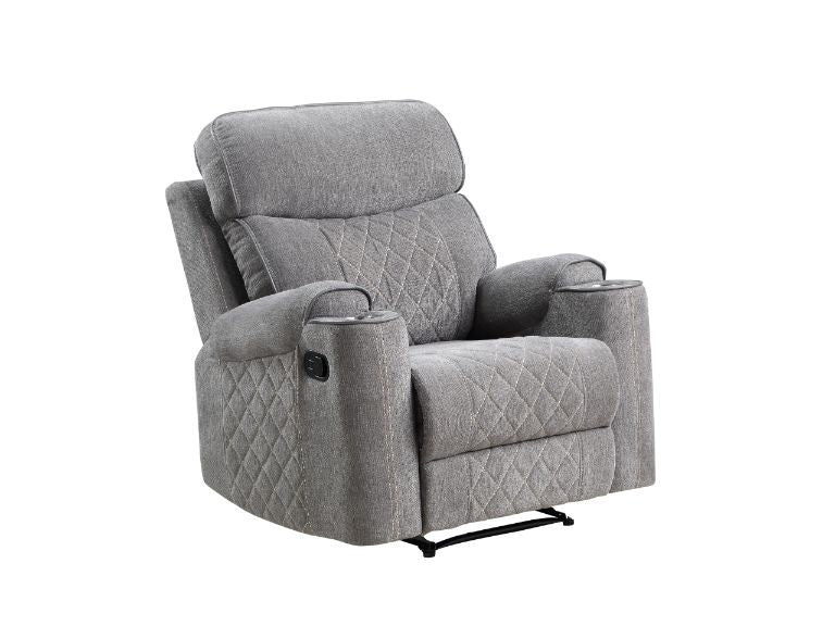 Aulada Gray Fabric Glider Recliner