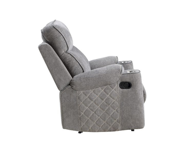 Aulada Gray Fabric Glider Recliner