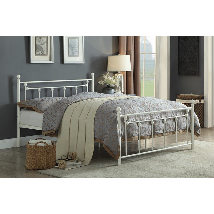 Lia White Full Metal Platform Bed