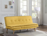 Savilla Yellow Linen & Oak Finish Futon