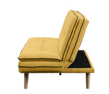 Savilla Yellow Linen & Oak Finish Futon