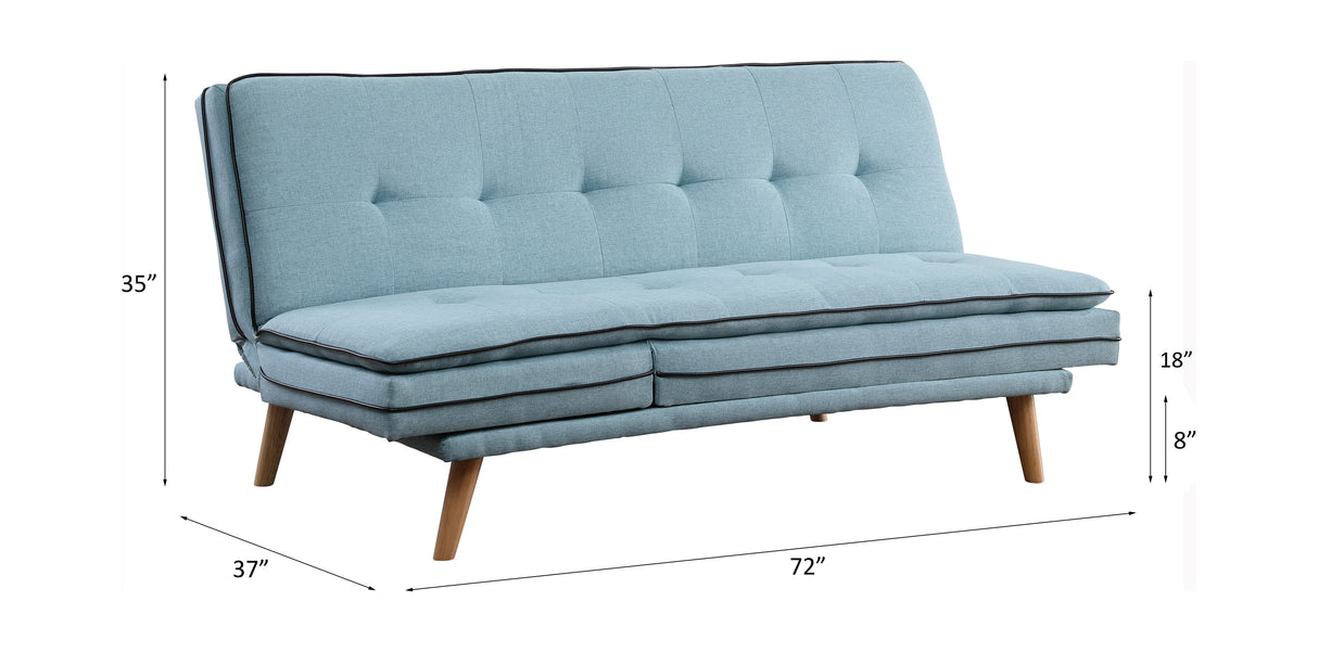 Savilla Blue Linen & Oak Finish Futon