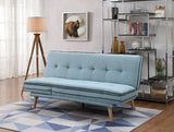 Savilla Blue Linen & Oak Finish Futon