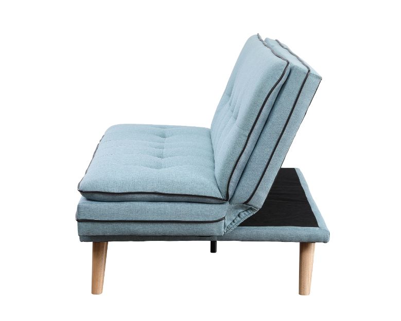 Savilla Blue Linen & Oak Finish Futon