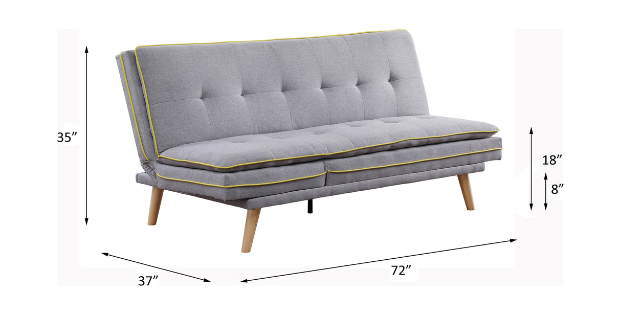 Savilla Gray Linen & Oak Finish Futon