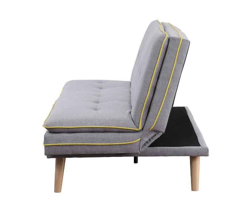 Savilla Gray Linen & Oak Finish Futon