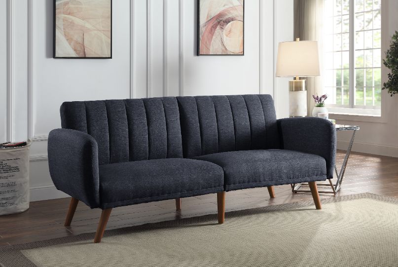 Bernstein Gray Linen & Walnut Finish Futon