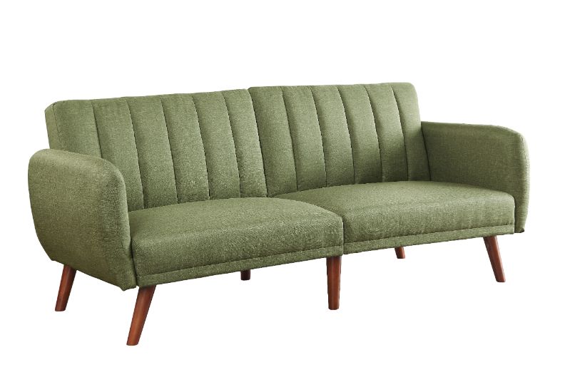 Bernstein Green Linen & Walnut Finish Futon