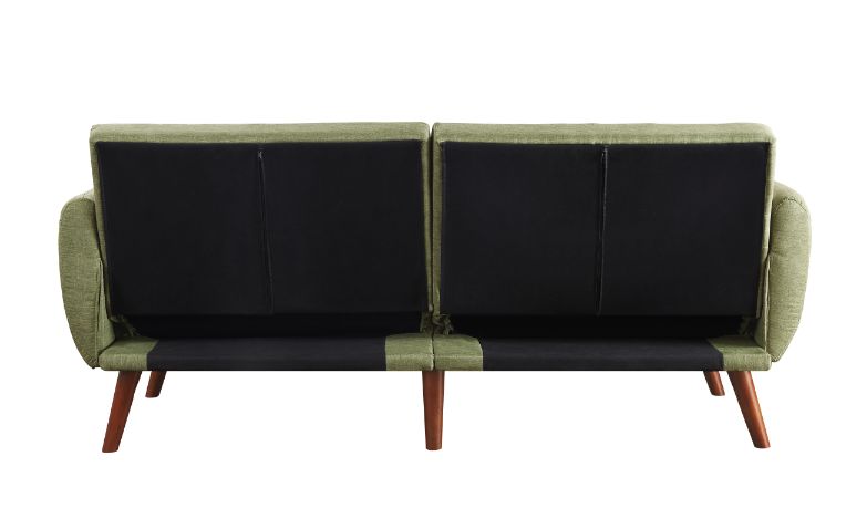 Bernstein Green Linen & Walnut Finish Futon