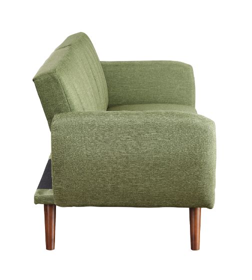 Bernstein Green Linen & Walnut Finish Futon