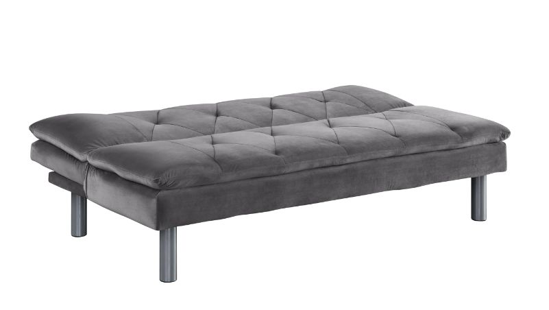 Cilliers Gray Velvet & Chrome Finish Futon