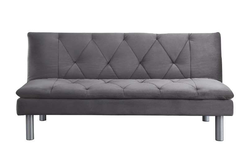 Cilliers Gray Velvet & Chrome Finish Futon