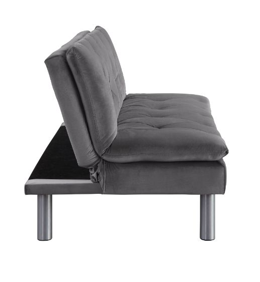 Cilliers Gray Velvet & Chrome Finish Futon