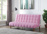 Yolandi Pink Velvet & Dark Walnut Finish Futon