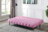 Yolandi Pink Velvet & Dark Walnut Finish Futon