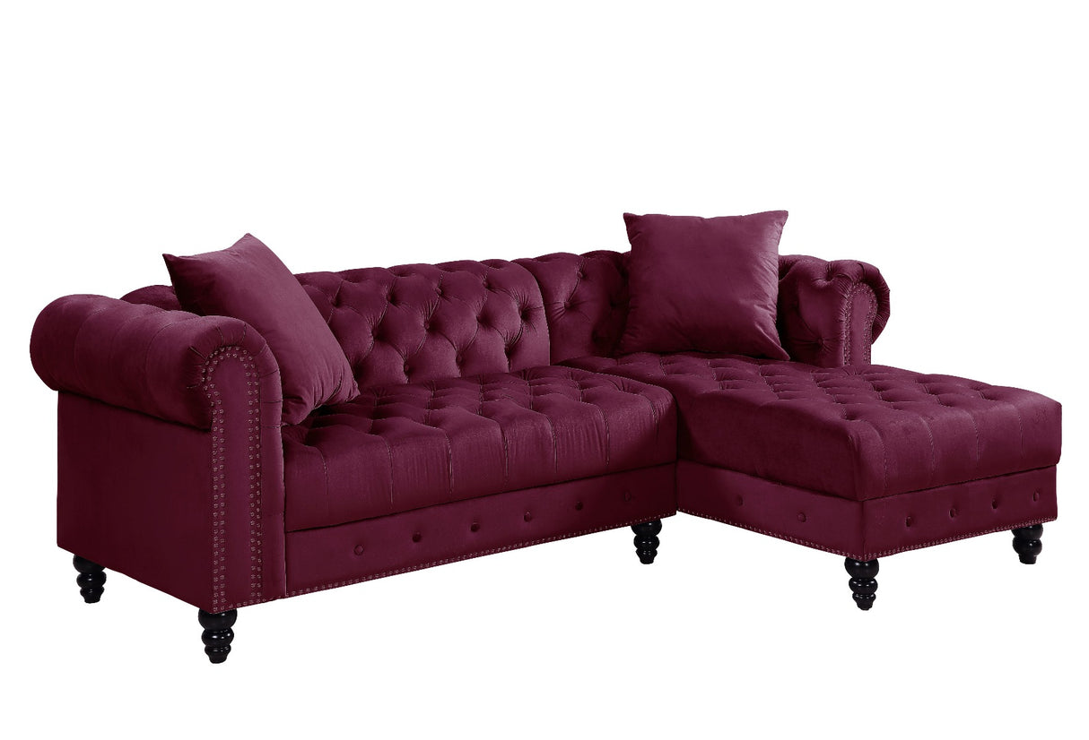 Adnelis Red Velvet Sectional Sofa