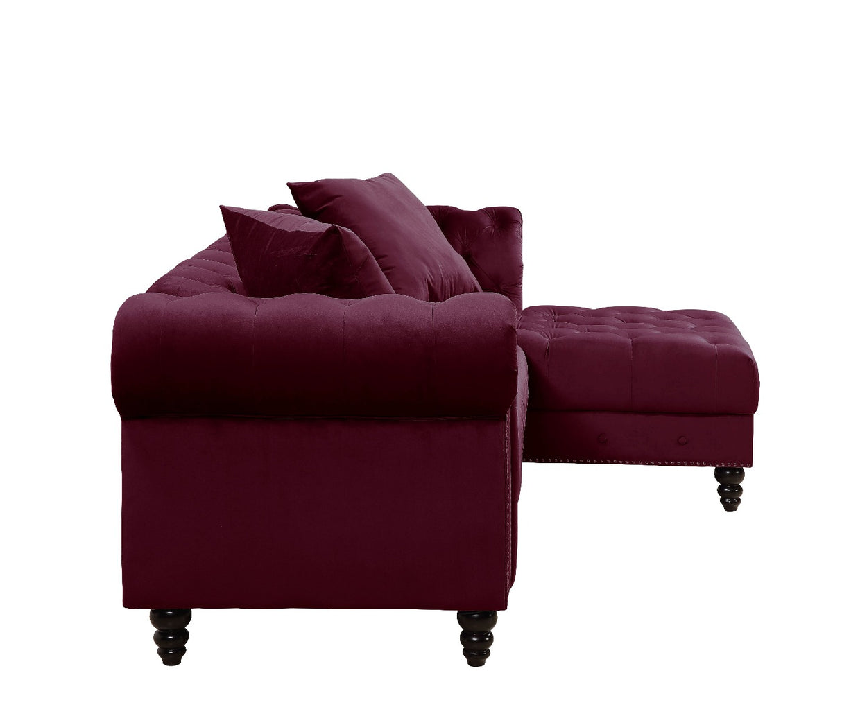 Adnelis Red Velvet Sectional Sofa