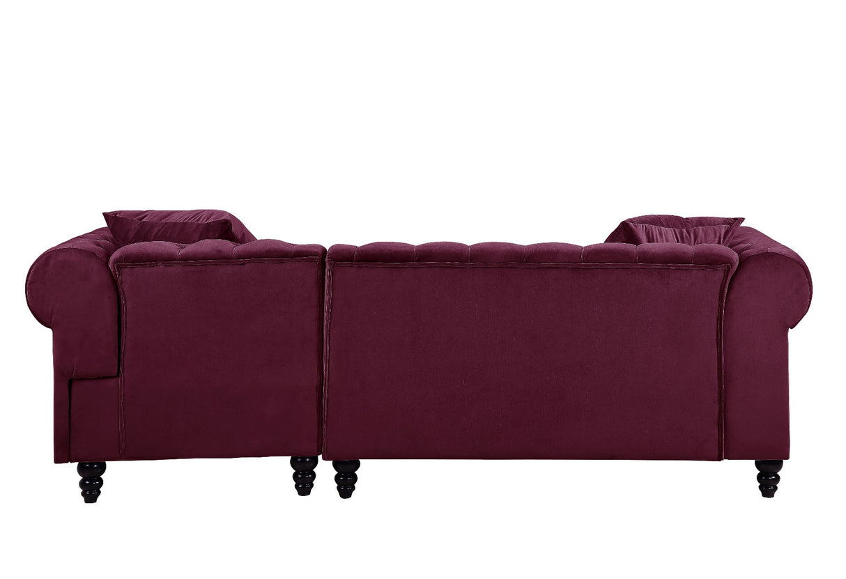 Adnelis Red Velvet Sectional Sofa