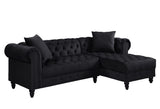 Adnelis Black Velvet Sectional Sofa