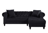 Adnelis Black Velvet Sectional Sofa