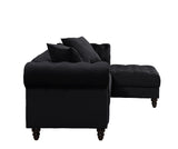 Adnelis Black Velvet Sectional Sofa