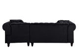 Adnelis Black Velvet Sectional Sofa