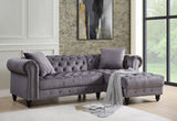 Adnelis Gray Velvet Sectional Sofa