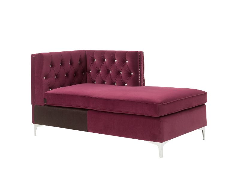 Jaszira Burgundy Velvet Chaise