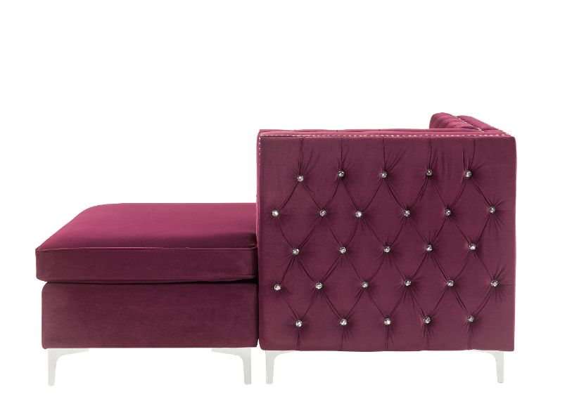 Jaszira Burgundy Velvet Chaise