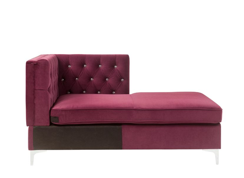 Jaszira Burgundy Velvet Chaise