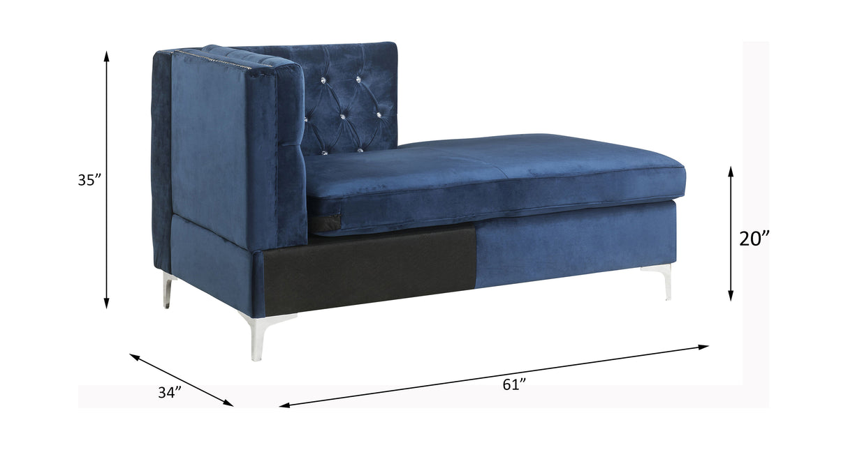 Jaszira Blue Velvet Chaise