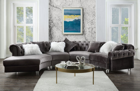 Ninagold Gray Velvet Sectional Sofa