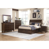 Logandale Brown Queen Platform Bed With Footboard Storage