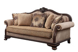 Chateau Fabric & Espresso Finish De Ville Sofa