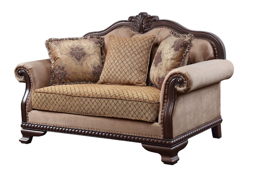 Chateau Fabric & Espresso Finish De Ville Loveseat