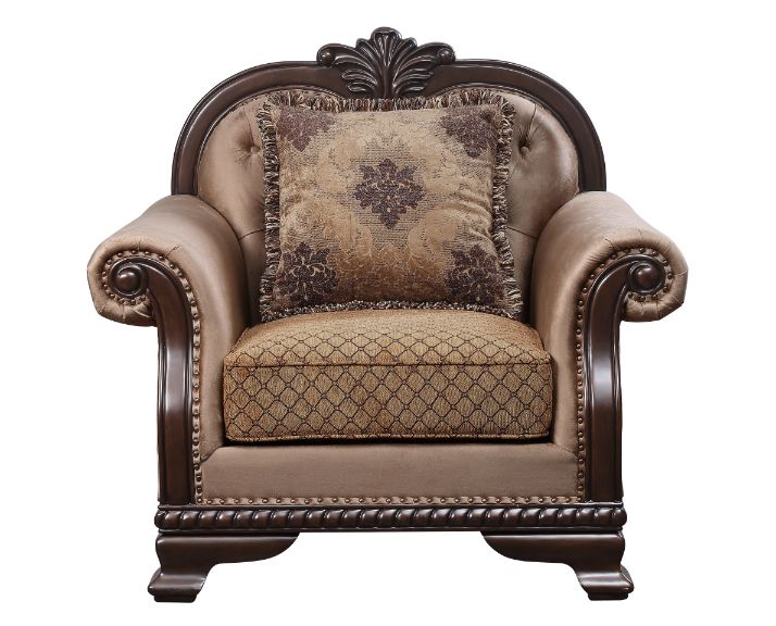 Chateau Fabric & Espresso Finish De Ville Chair